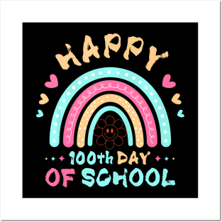 Happy 100Th Day Of School Teacher Kids 100 Days Rainbow Posters and Art